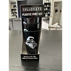 Purdue University 4 Pack Boxed Plastic Pint  Set‎ 16 Oz Collegiate NCAA
